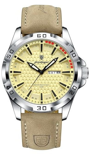 Poedagar Herren-Armbanduhr, luxuriös, wasserdicht, leuchtend, Datum, Woche, Uhr für Herren, Business, großes Zifferblatt, Quarz, Sport, Leder, Herrenuhren