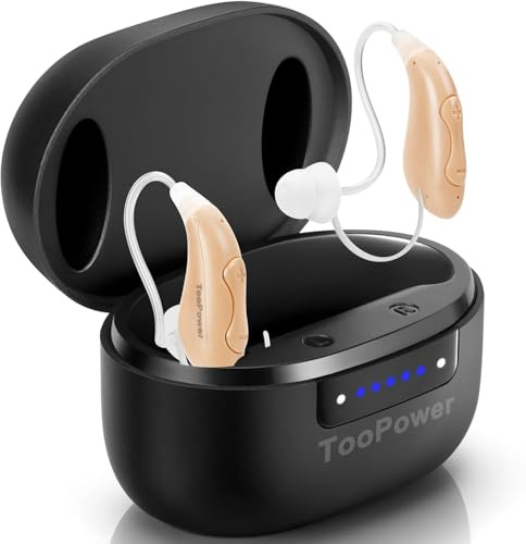 TooPower Hearing amplifiers for Adult & Seniors with Intelligent Auto-Noise Cancelling,Multifunctional Charging Box,Rechargeable Digital with 16-Channel for Clear Sound, 8-Level Button Volume Control
