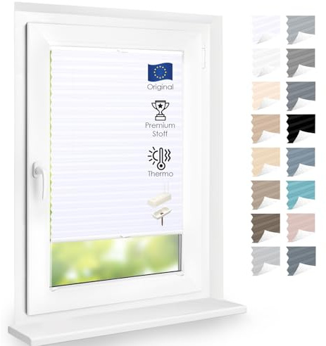 DomDeco Premium Thermo Plissee nach Maß – lichtdurchlässig & Blickdicht, Sicht- & Sonnenschutz, stufenlos verstellbar, zum Bohren