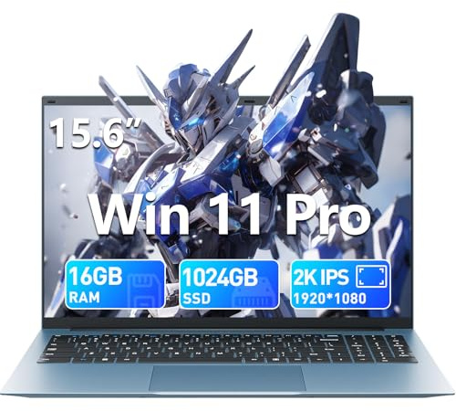 SGIN 15.6 Zoll Laptop, 16GB RAM 1024GB SSD Celeron N5100 Quad-Core (Up to 2.9GHz), 1920 * 1080 IPS FHD 7000mAh Battery, WiFi 6 BT5.2, Full-Function Type-C
