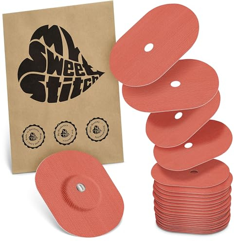 MySweetStitch 25 Fixierpflaster für FreeStyle Libre 3/3 Plus oval Coral | Hilft gegen vorzeitiges Ablösen, wasserfest und schnell trocknend, hautfreundlich, bis zu 15 Tage Halt