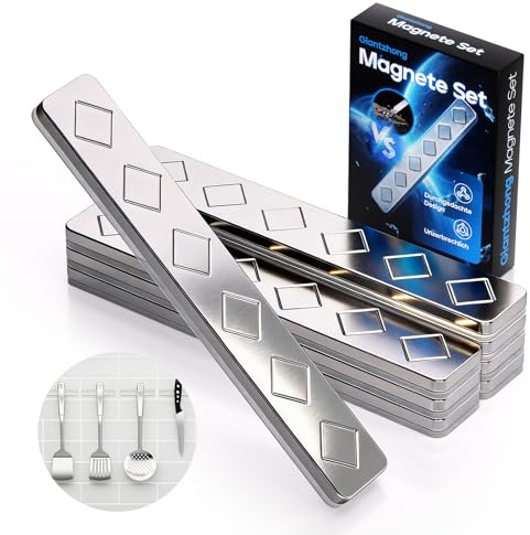Giantzhong Magnet Selbstklebend für Magnettafeln-8er | 1.8kg Haftkraft | 85 X 14 X 2.2mm Kleine Magnetplatte Zum Kleben, Unzerbrechliche Neodym Magnetband für Camping, Büro, kühlschrank, Küche