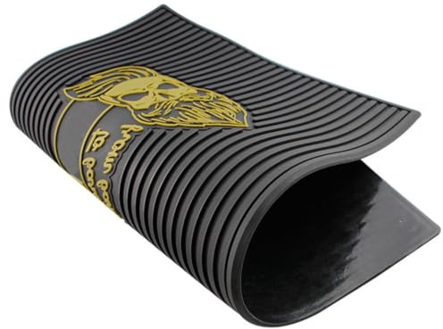 Tapis de Table de Barbier Pvc Noir Antidérapant pour Salon | Grand Espace de Rangement, Protège les Outils, Convient aux Lames Ciseaux