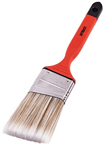Amtech – No Bristle Loss Angled Brush, soft comfort handle, precision cutting-in along ceilings, corners, skirting & door frames, smooth finish with emulsion, varnish & oils, 50mm (2)