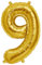 ballonfritz® Ballon Zahl 9 in Gold - XXL 40/102cm - Folienballon für Luft oder Helium als Geburtstag, Jubiläum, Hochzeit oder Abschluss Geschenk, Party Dekoration oder Überraschung