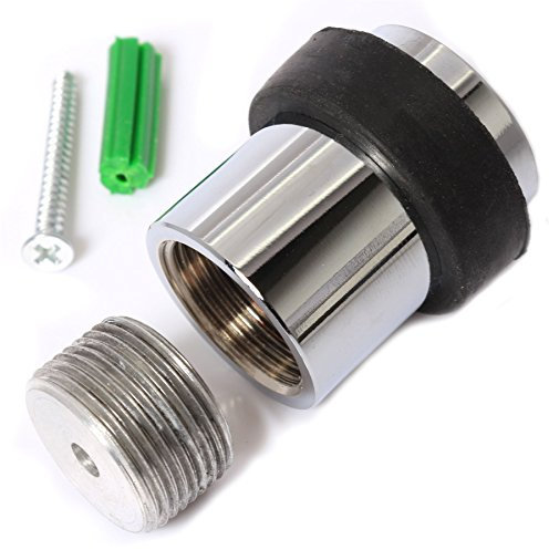 White Hinge Chrome Screw In Door Stop - Heavy Duty Wall Protection
