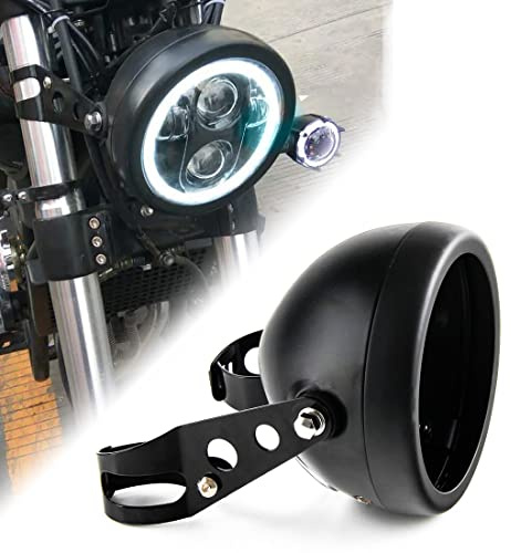 SKUNTUGUANG 5 3/4 5.75 Inch Motorcycle Headlight Housing Bucket - Universal Headlight Assembly Replacement for Motorcycle Headlight Mounting, Durable Headlight Bracket Housing