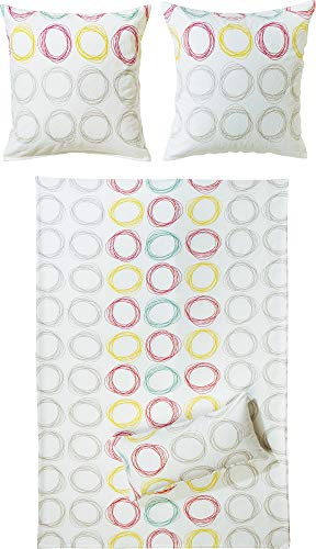 Dyckhoff Weichfrottier Bettwäsche Kreise bunt 1 Bettbezug 155 x 220 cm + 1 Kissenbezug 80 x 80 cm