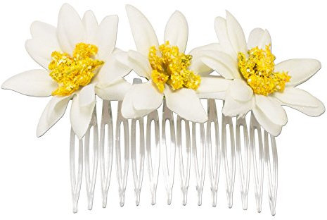 Alpenflüstern Trachten-Haarkamm Edelweiß-Blüten (creme-weiß) ADV100