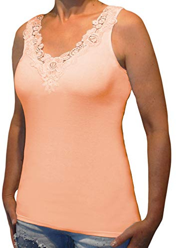 Toker Collection Hübsches Damen Unterhemd mit extra breiter Spitze in versch. Farben