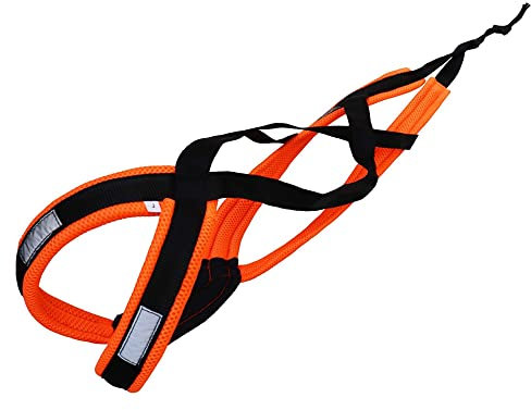 LASALINE Harnais de Traction pour Chien, x-Back Harnais canicross, Harnais Chien Velo, Harnais cani VTT, Harnais Chien de traineau - Noir Orange Fluo