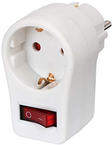 Brennenstuhl Steckdosenadapter (Schutzkontaktsteckdose mit Schalter, Zwischenstecker mit Kindersicherung) weiß (10er Pack)
