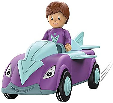 Toddys by siku 0114, Jim Jumpy, 3-teiliges Spielzeugauto, Zusammensteckbar, Inkl. beweglicher Spielfigur, Hochwertiger Schwungradmotor, Lila/Türkis, Ab 12 Monaten