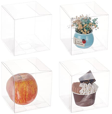 BENECREAT 20PCS Klare Hochzeitsbevorzugungsboxen 10x10x10cm Quadratische transparente PVC-Geschenkboxen für Schmuck Speicher Display, Hochzeit, Valentinstag