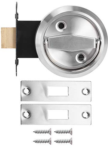 Bathroom Door Lock Set,Household Bathroom Double Side Lock 304 Stainless Steel Ring Pull Ring Handle Invisible Door Fire Hydrant Door Lock Accessories (Silver)