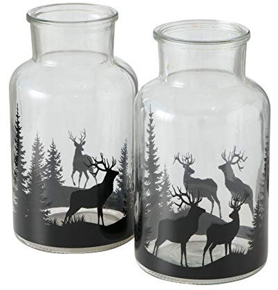 BOLTZE Vase Blumenvase Ludwig mit Hirsch Höhe 26 cm Glas 1 Stück