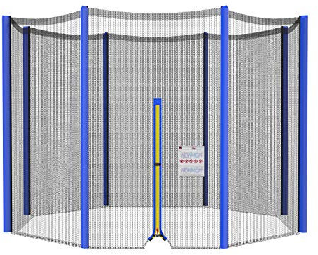 NONMON Sicherheitsnetz Ersatznetz für Trampolin Ø 366 cm 8 Stangen, Blau Gartentrampolin Ersatznetz Netz Außenliegend reißfest UV-beständig einfache Montage Eingangstür mit Reißverschluss