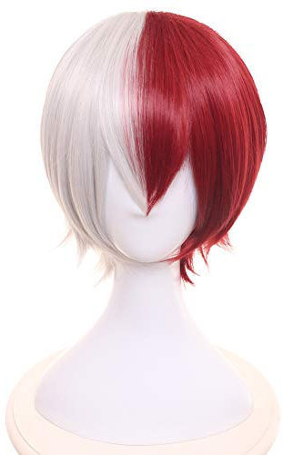 HIROAKIYA Shoto Todoroki Wig, MHA Shoto Todoroki Cosplay Wig with Wig Cap