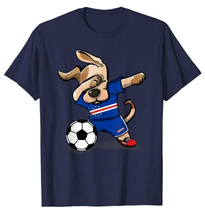 Dabbing Dog Cape Verde Fußball-Fans Trikot Pride Fußball T-Shirt