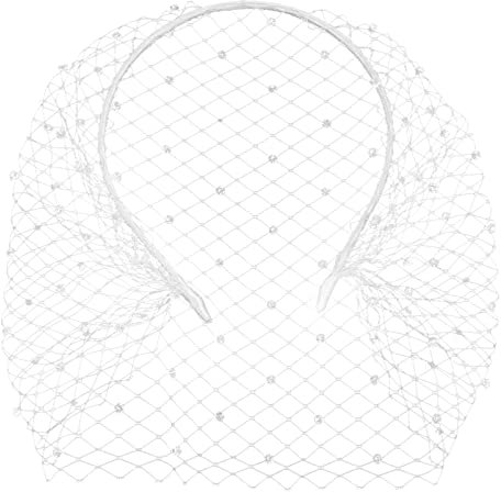 Schleier Fascinator Stirnband Gesicht Schleier: Stirnband mit Schleier Strass Stirnband Weiß Tee Party Fascinator Schleier Braut Hochzeit Schleier Brautjungfer Stirnband Hochzeit