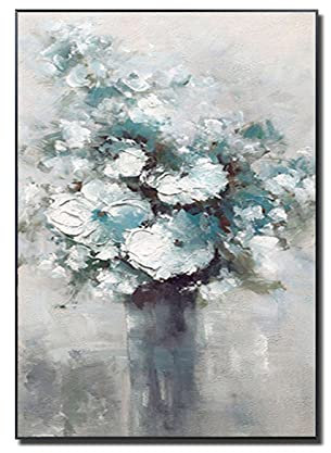 tymhrs Acrylbild,Handgemalte Schönheit Von Blumen,Handgemachtes Abstraktes Ölgemälde Mit Weiß