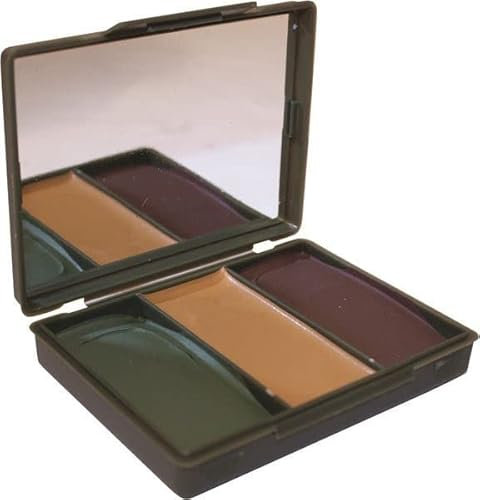 Tarnschminke Desert Camouflage Set mit Spiegel Make Up Creme 3-Farben khaki oliv braun NATO genehmigt Chameleon Tarnung Survival Militär Armee