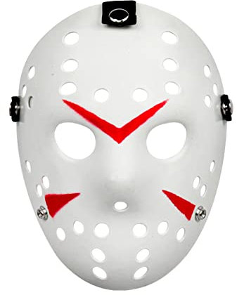 AENEY Jason Hockey Maske Creepy Halloween Kostüm Dämon Killer Maske Party Maskerade Horror Cosplay Kostüm Requisiten (Weiß)