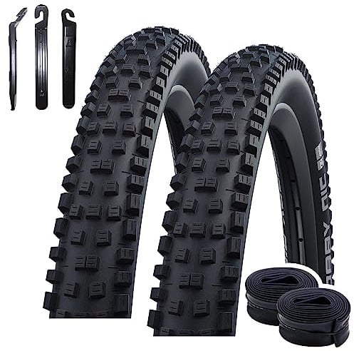 2 x Faltreifen HS602 Schwalbe Nobby NIC ADDIX Faltreifen Schwarz Fahrradmantel 62-622 (29 x 2,40) + 2 Schläuche SV19 inkl. Reifenheber
