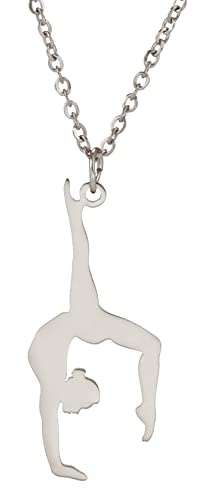 UNIFT Gymnastik Charm Halskette für Frauen Edelstahl Elegant Flipping Gymnast Anhänger Halskette Ballerina Gymnastik Inspirational Schmuck (Silber 6)