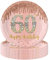 16Pcs 60th Birthday Rose Gold Paper Plates 9 inch,60th Rose Gold Woman Birthday Party Paper Plates,Happy 60thBirthday for Her,Women,60thBirthday Gifts Party Supplies