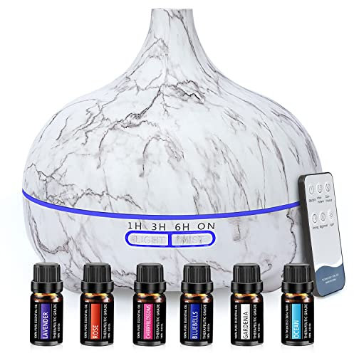 Oliudiff Essential Oil Diffuser, 550ml Diffusers for Home Diffuser Aroma with 6 Sets, 7 Color Mood Lights, 4 Timer Settings Home, Bedroom, Office, Yoga, Rose (LLH-2101XXJ-DLS)