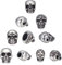 UNICRAFTALE 10 Stk 5 Stile Schädel Perlen 304 Edelstahl Distanzperlen Antik Silber Totenkopf Perlen 2~8mm Loch Lanyard Perlen Metall Bartperlen Armbänder Abstandsperlen Für Schmuckherstellung