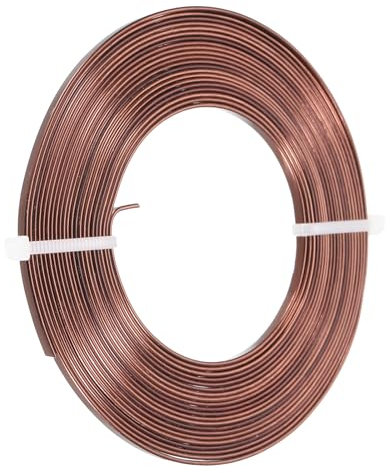 PATIKIL 16.4 Pies Alambre de Aluminio Plano Calibre 18 Alambre de Aluminio Anodizado Flexible de 3 mm de Ancho para Hacer Joyas Marrón