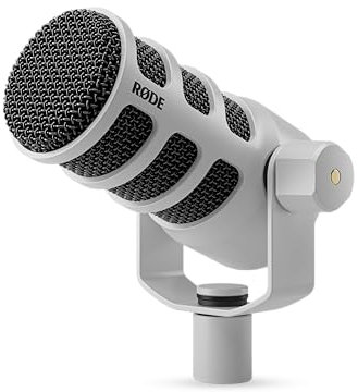 RØDE PodMic Microfono Dinamico di Qualità Broadcast con Supporto a Sbalzo Integrato per Podcasting, Streaming, Gaming e Registrazione Vocale (Bianco)