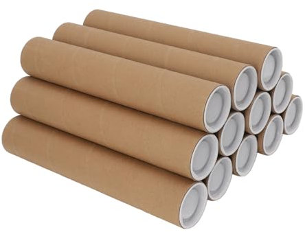 Bewinner Versandröhren mit Kappen, Kleine Posterröhre, Runde Posterhalterröhrenhüllen, Runde Kraftpapier-Versandtaschen aus Pappe für den Versand von Postern, Kunstdrucken, Karten,