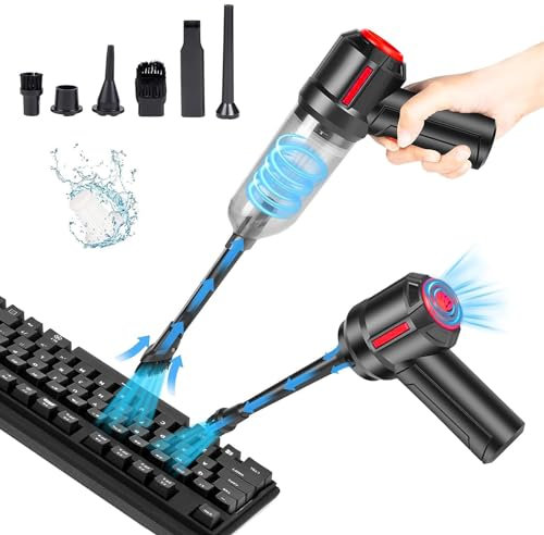 PCKOBEVER Computer Vacuum Cleaner,3 in 1 Compressed Air Duster Mini Handheld Vacuum, Rechargeable Car Hoover,Portable Air Duster Cordless,Keyboard Cleaner Electric Air Blower For PC Computer Car