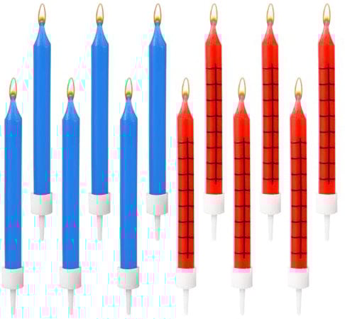 12pcs Spider Candles, Spider Web Birthday Candles for Man Cake Topper Candle Spider Party Decorations for Spider Themed Birthday Party Halloween Party Decor (Red, Blue)