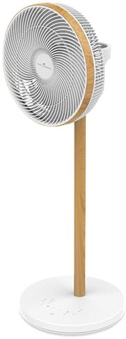 ELNUR GABARRON Ventilador portátil de bajo consumo VAERA DC. Ultra silencioso. 12 velocidades. Oscilante. Temporizador. 3 modos funcionamiento. Blanco y madera. Distintas alturas. Mando a distancia.