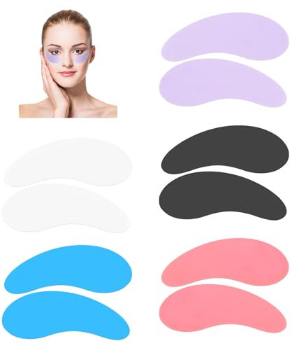 5 Paar Augenpads für Wimpernverlängerung, wiederverwendbare Augenpads, Augenpads Wiederverwendbar, Silikon Wimpernpad, Umweltfreundlich Eye Pads für Augenringe und Schwellungen, Bunt