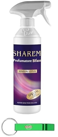 6x Deo Due Profumatore Bifase Ambiente Tessuti Sharem,Stoff Deodorant,Duftender Lufterfrischer Aufsprühen,Parfümierer 500ml + Beni Culinari Kostenloser Schlüsselanhänger
