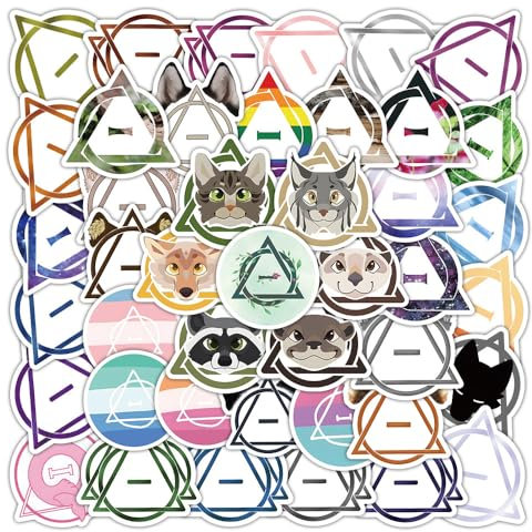 Therian Aufkleber 50 Stück Vinyl Cartoon Animal Line Stickers für Skateboard Laptop Gepäck Auto Telefon Gitarre Scrapbook Fahrrad,Wasserdicht Funny Cute Therian Sticker für Mädchen Kinder Erwachsene