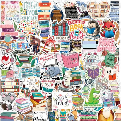 Irikdescia 150 Stück Wasserdichte Bookish Sticker, Vintage Sticker für Laptop, Ästhetische Buch Sticker, Vintage Aufkleber für Scrapbooking, Leseaufkleber für Kinder