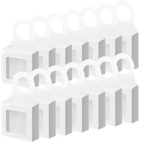 20 Pcs Foldable Wine Bottle Boxes with Window Kraft Paper Wine Bottle Boxes Hanging Gift Boxes Empty Bottle Hanger Favor Box for Champagne Chocolate Cookie Boxes white