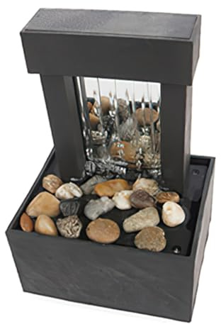 Mini Fontaine de Table Intérieure Noire en Abs 1 Set | Galets Inclus, Câble USB Fourni, Usage Intérieur Bureau, Style Chinois Artistique pour Ambiance Paisible