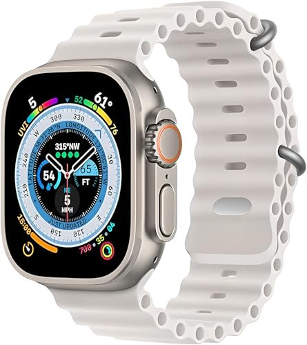 JJii Sung Patented Original Ocean Silicone Sport Armband - Kompatibel mit Apple Watch Ultra 2/Ultra Armband 49mm 46mm 45mm 44mm, Weiches für iWatch Ultra 2, Ultra SE 10/9/8/7/6/5/4/3/2/1