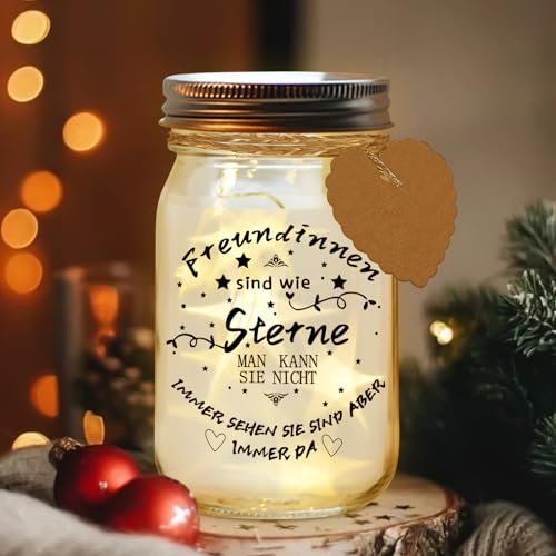 Geschenke für Freundin, LED Flaschenlicht, Geschenke für Frauen Freundinnen, Beleuchtete Flasche, LED Leuchtflasche mit Spruch, Flaschenlicht Personalisiert für Freundin Freundschaftsgeschenke