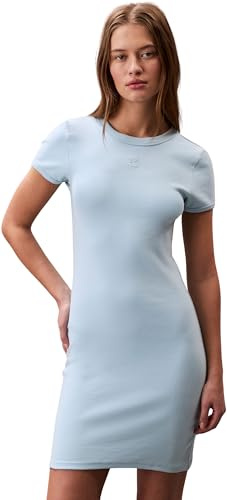 Calvin Klein Damen T-Shirt Kleid Mini mit Rundhalsausschnitt, Blau (Cool Blue), XL