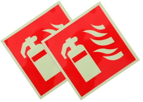 OSALADI 2stücke Fire Extinguisher Safety Labels Für Büro Und Industrie Hochsichtbare Warnschilder Für Brandschutz Selbstklebend Und Robust Nachleuchtend