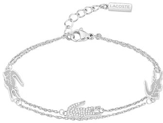 Lacoste Doppeltes Ketten-Armband für Damen Kollektion CROCODILE aus Edelstahl mit Charms in Form eines Krokodils - 2040471