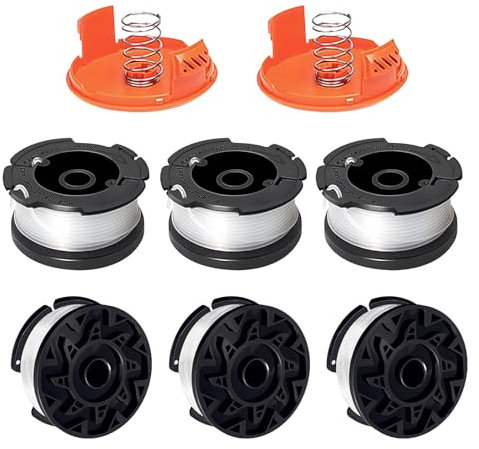 CHIHOLEN Bobine Fil Coupe Bordure Compatible avec Black+Decker A6481 A6485 AF-100 AF-100-3ZP,Convient pour ST5530-GB GLC3630L20-GB STC1820PC-GB BESTA530-GB BESTA525-GB(6 Bobine+2 Couvercle+2 Ressort)